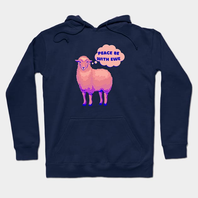 pink peace sheep, peace be with you, peace be with ewe Hoodie by AdaleCreates